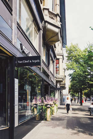 Zurich, Switzerland circa September, 2019: Bahnhofstrasse in Zurich, Switzerland, main downtown street in the city centerのeditorial素材