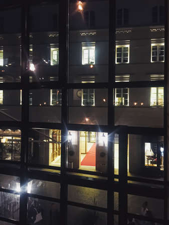 Warsaw, Poland circa May, 2020: The historical city center street at night