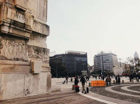 MILAN, ITALY circa January, 2020: Classic European architecture and historical buildings on the city center streets of Milan in Lombardy region in Northern Italyのeditorial素材