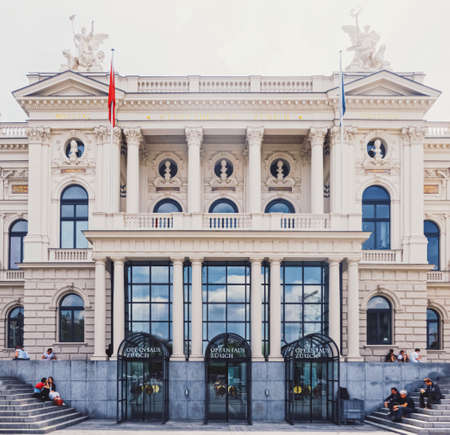 Zurich, Switzerland circa September, 2019: Bahnhofstrasse in Zurich, Switzerland, main downtown street in the city centerのeditorial素材
