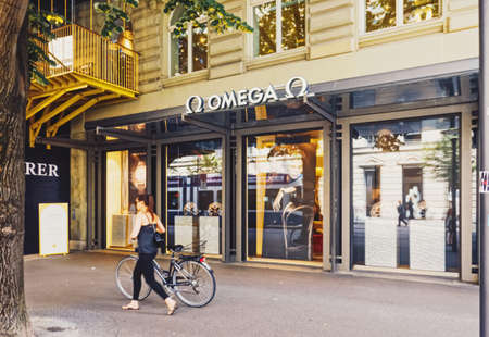 Zurich, Switzerland circa September, 2019: Bahnhofstrasse in Zurich, Switzerland, main downtown street in the city centerのeditorial素材