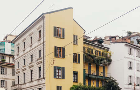 MILAN, ITALY circa January, 2020: Classic European architecture and historical buildings on the city center streets of Milan in Lombardy region in Northern Italyのeditorial素材