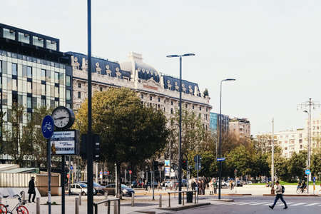 MILAN, ITALY circa January, 2020: Classic European architecture and historical buildings on the city center streets of Milan in Lombardy region in Northern Italyのeditorial素材