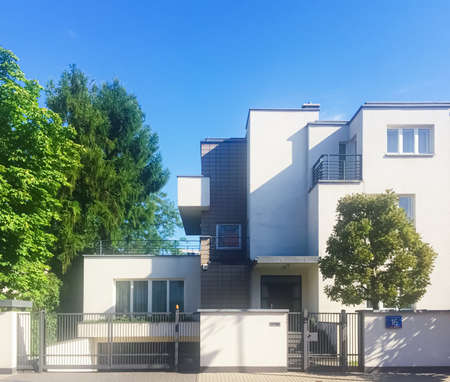 Warsaw, Poland circa May, 2020: Private residential house in historical neighborhoodのeditorial素材