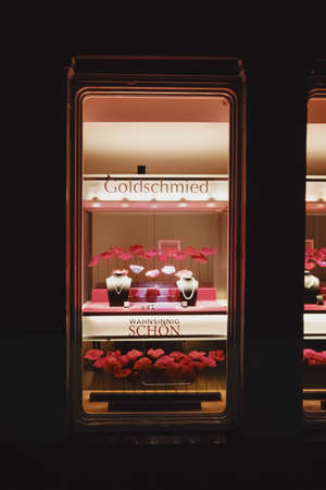 Zurich, Switzerland circa January, 2020: Shop window display of a luxury boutique store on...