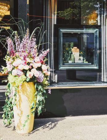 Zurich, Switzerland circa September, 2019: Luxury boutique store on Bahnhofstrasse in Zurich, Switzerland, main downtown street in the city centerのeditorial素材