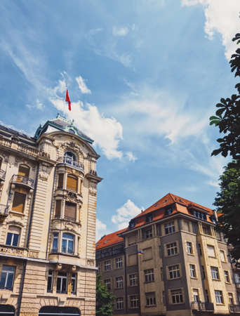 Zurich, Switzerland circa September, 2019: Bahnhofstrasse in Zurich, Switzerland, main downtown street in the city centerのeditorial素材
