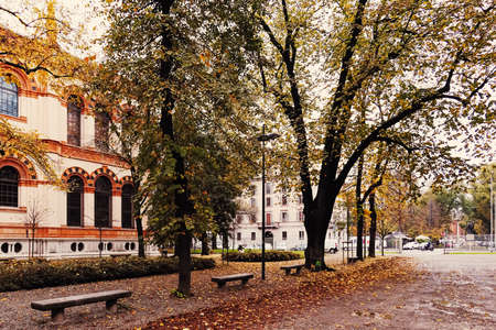MILAN, ITALY circa January, 2020: Classic European architecture and historical buildings on the city center streets of Milan in Lombardy region in Northern Italyのeditorial素材