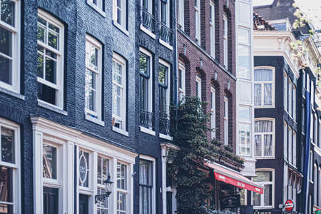 Amsterdam, Netherlands circa April 2020: Main downtown street in the city center of Amsterdam in Netherlandsのeditorial素材