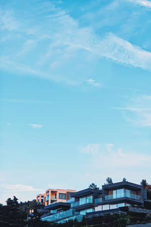 Modern house in the mountains, architecture and real estate conceptの写真素材