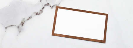 Chic business card or invitation mockup on marble background, paper and stationery branding designの写真素材