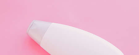 Blank label shampoo bottle or shower gel on pink background, beauty product and body care cosmetics,...