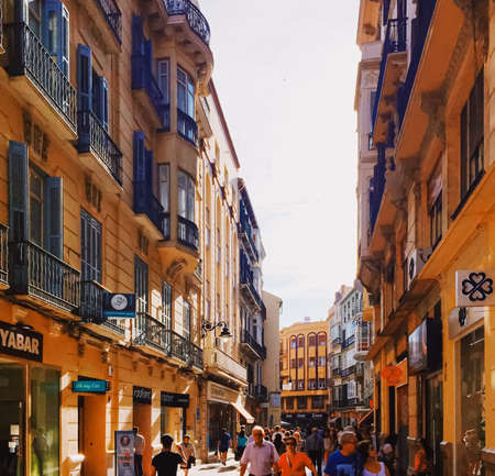 Malaga, Spain circa June, 2019: Streets of Malaga, the capital city of Andalucia region in Spain, Southern European architecture and historical buildingsのeditorial素材