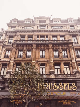 Brussels, Belgium circa January, 2020: Streets of Brussels, the capital city of Belgium, european architecture and historical buildingsのeditorial素材