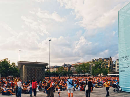 Zurich, Switzerland circa September, 2019: Crowd of people on the music concert in the city center of Zurich, Switzerlandのeditorial素材