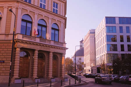 Warsaw, Poland circa May, 2020: Classical architecture, buildings in the city centerのeditorial素材
