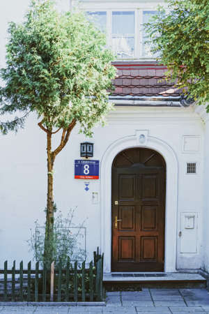 Warsaw, Poland circa May, 2020: Private residential house in historical neighborhoodのeditorial素材