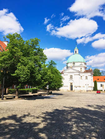 Warsaw, Poland circa May, 2020: Empty streets of Old Town in Warsaw, Poland during pandemicのeditorial素材