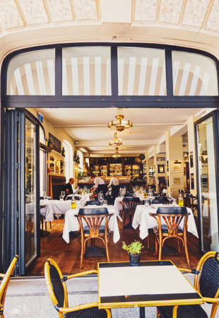 Zurich, Switzerland circa September, 2019: Restaurant on the city center street of Zurich in Switzerlandのeditorial素材
