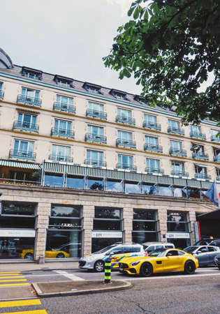 Zurich, Switzerland circa September, 2019: Bahnhofstrasse in Zurich, Switzerland, main downtown street in the city centerのeditorial素材