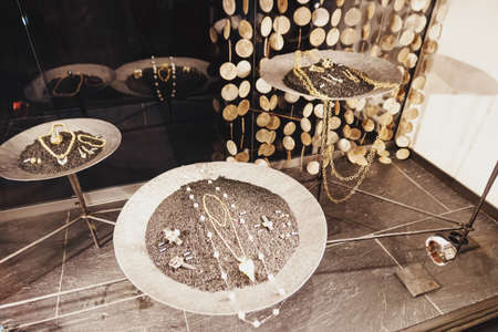 Zurich, Switzerland circa January, 2020: Shop window display of a luxury boutique store on Bahnhofstrasse street in Zurich, Switzerlandのeditorial素材