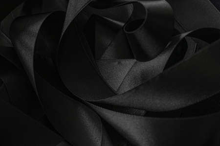Black silk ribbon as background, abstract and luxury brand designsの写真素材