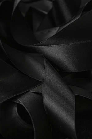 Black silk ribbon as background, abstract and luxury brand designsの写真素材