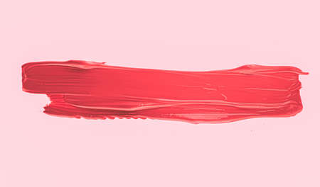 Red brush stroke or makeup smudge closeup, beauty cosmetics and lipstick texturesの写真素材