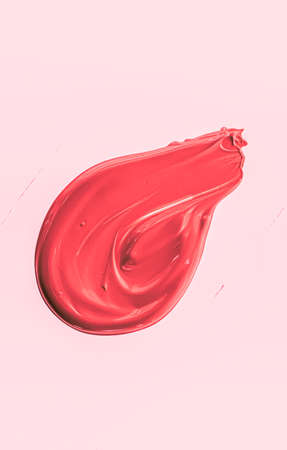 Red brush stroke or makeup smudge closeup, beauty cosmetics and lipstick texturesの写真素材