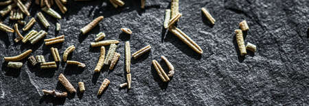 Rosemary closeup on luxury stone background as flat lay, dry food spices and recipe ingredientsの写真素材