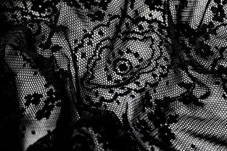 Black lace texture, fabric and textile backgroundsの写真素材
