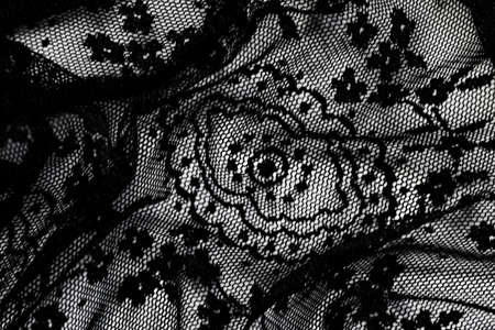 Black lace texture, fabric and textile backgroundsの写真素材