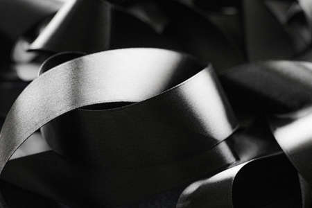 Black and white silk ribbon as background, abstract and luxury brand designsの写真素材