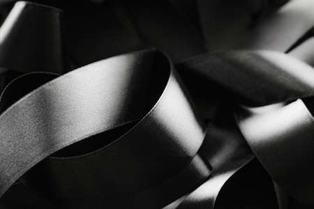 Black and white silk ribbon as background, abstract and luxury brand designsの写真素材