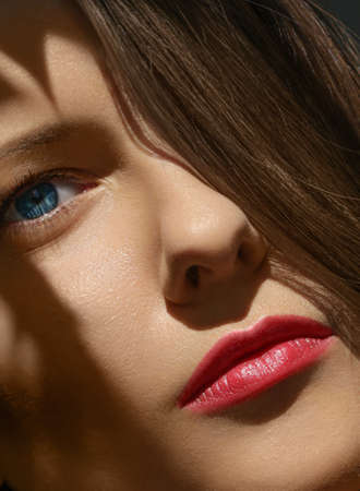 Beauty face portrait of a young woman, luxury makeup and skincare cosmetics brandの写真素材