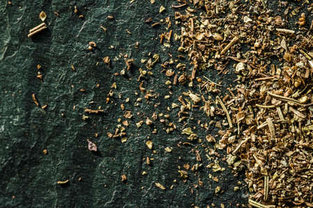 Provencal spices mix closeup on luxury stone background as flat lay, dry food spices and recipe ingredientsの写真素材