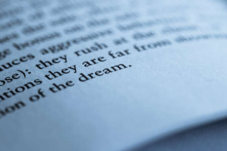 Blue toned macro closeup of an open book, education and studiesの写真素材