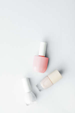 Nail polish bottles on white background, beauty brandingの写真素材