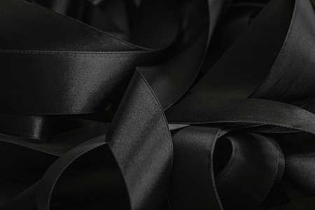 Black silk ribbon as background, abstract and luxury brand designsの写真素材