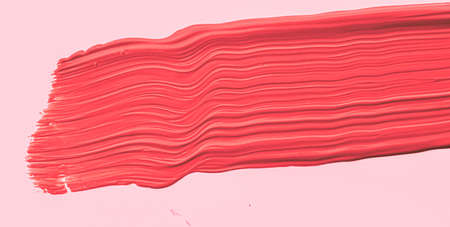 Red brush stroke or makeup smudge closeup, beauty cosmetics and lipstick texturesの写真素材