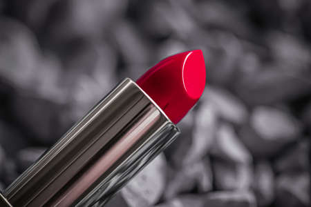 Red lipstick closeup, luxury make-up and beauty cosmeticsの写真素材