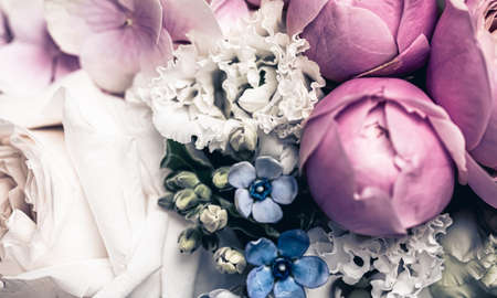 Floral bouquet as gift, rose flowers arrangement at flower shop or online delivery, romantic present and luxury home decorationの写真素材