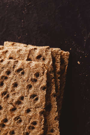 Crispy whole grain crackers, diet food closeupの写真素材