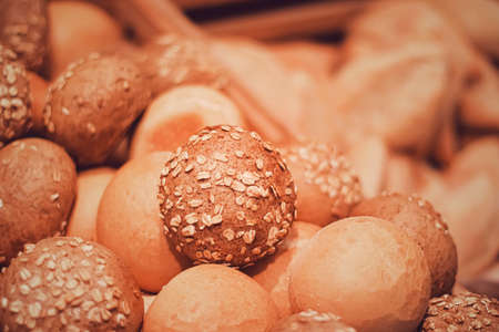 Fresh bread in bakery, organic food and gluten-free baking goods