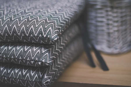 Bedding in country style as bedroom decoration and home decorの写真素材