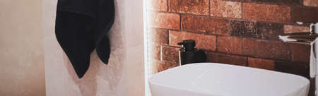 Modern dark bathroom decor made of organic and sustainable materials, home decor and luxury interior...