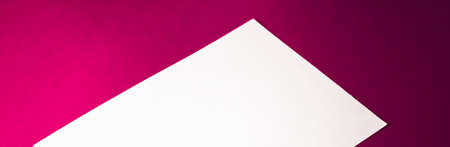 Blank A4 paper, white on pink background as office stationery flatlay, luxury branding flat lay and...