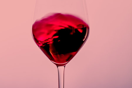 Red wine in crystal glass, alcohol drink and luxury aperitif, oenology and viticulture productの写真素材