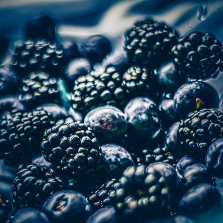 Blueberries and blackberries as fruit background, healthy food and berry juice, vegan snack and diet...