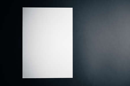 Blank A4 paper, white on black background as office stationery flatlay, luxury branding flat lay and...
